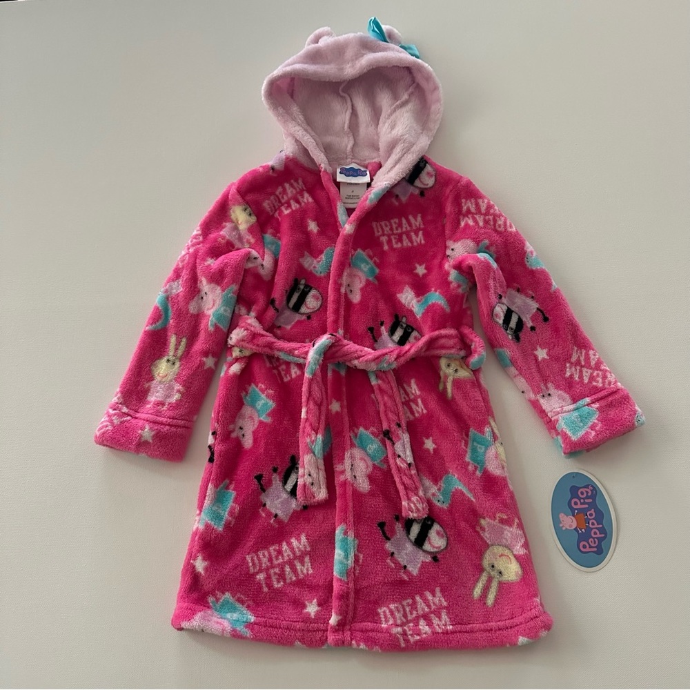 Peppa Pig 3T Toddler Girl Pink Hooded Bath Robe